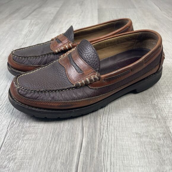 L.L. Bean Men's Allagash Bison Handsewn Penny Loafers Two-Tone Size 9 Slip On S - Picture 1 of 12
